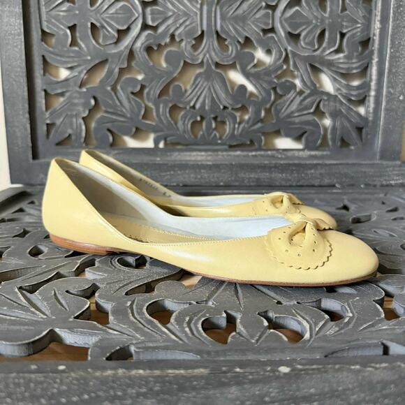 Delman Ballet Flats Women’s 8M Yellow Leather Bow Deatil Slip On Shoes - Picture 11 of 11
